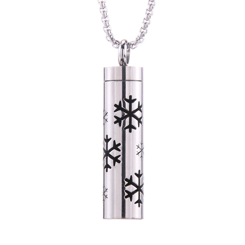 Cylinder Aromatherapy Titanium Steel Pendant Necklace
