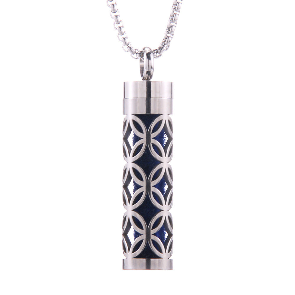 Cylinder Aromatherapy Titanium Steel Pendant Necklace