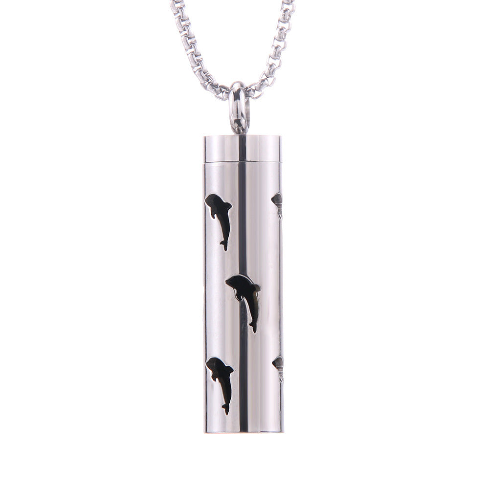 Cylinder Aromatherapy Titanium Steel Pendant Necklace