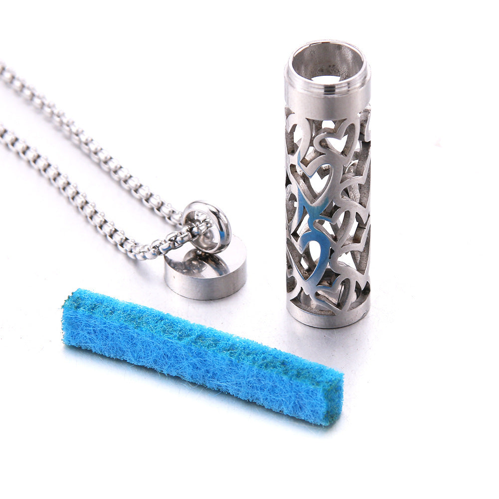 Cylinder Aromatherapy Titanium Steel Pendant Necklace