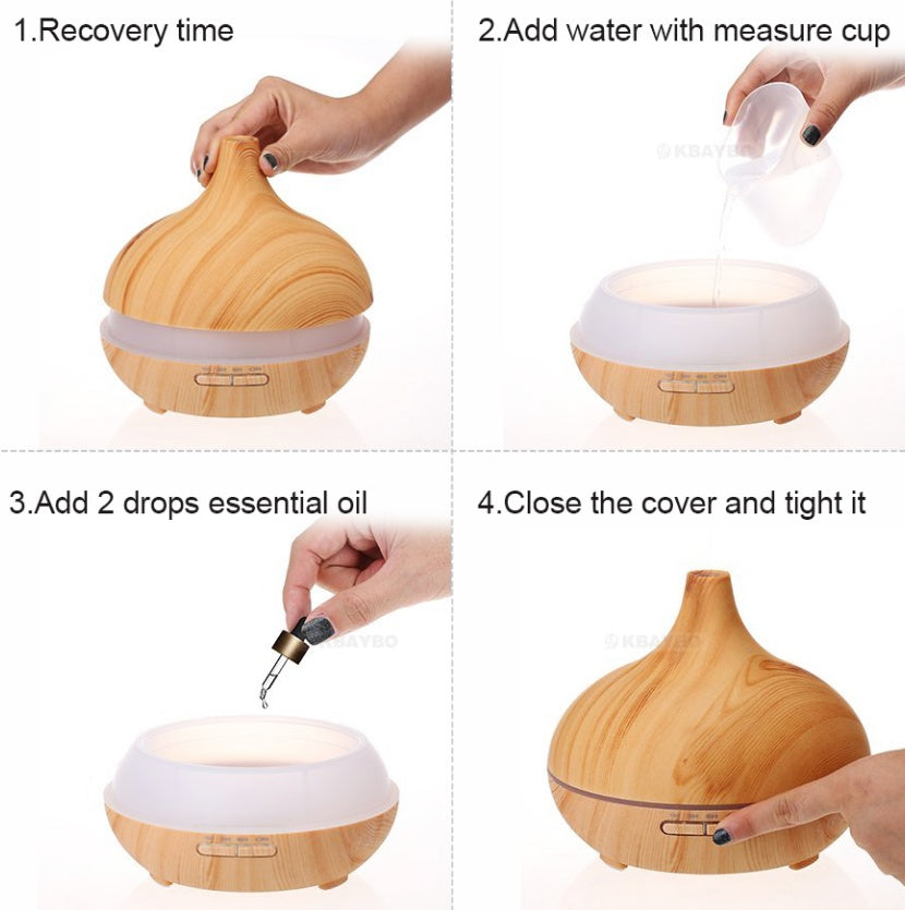 Full Wood Grain Remote Control Aromatherapy Lamp