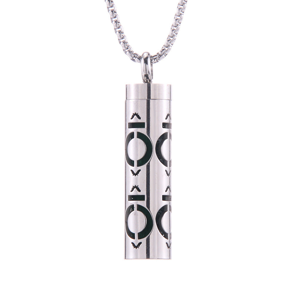 Cylinder Aromatherapy Titanium Steel Pendant Necklace