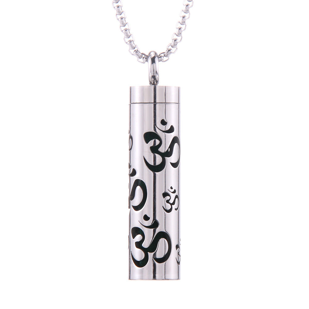 Cylinder Aromatherapy Titanium Steel Pendant Necklace