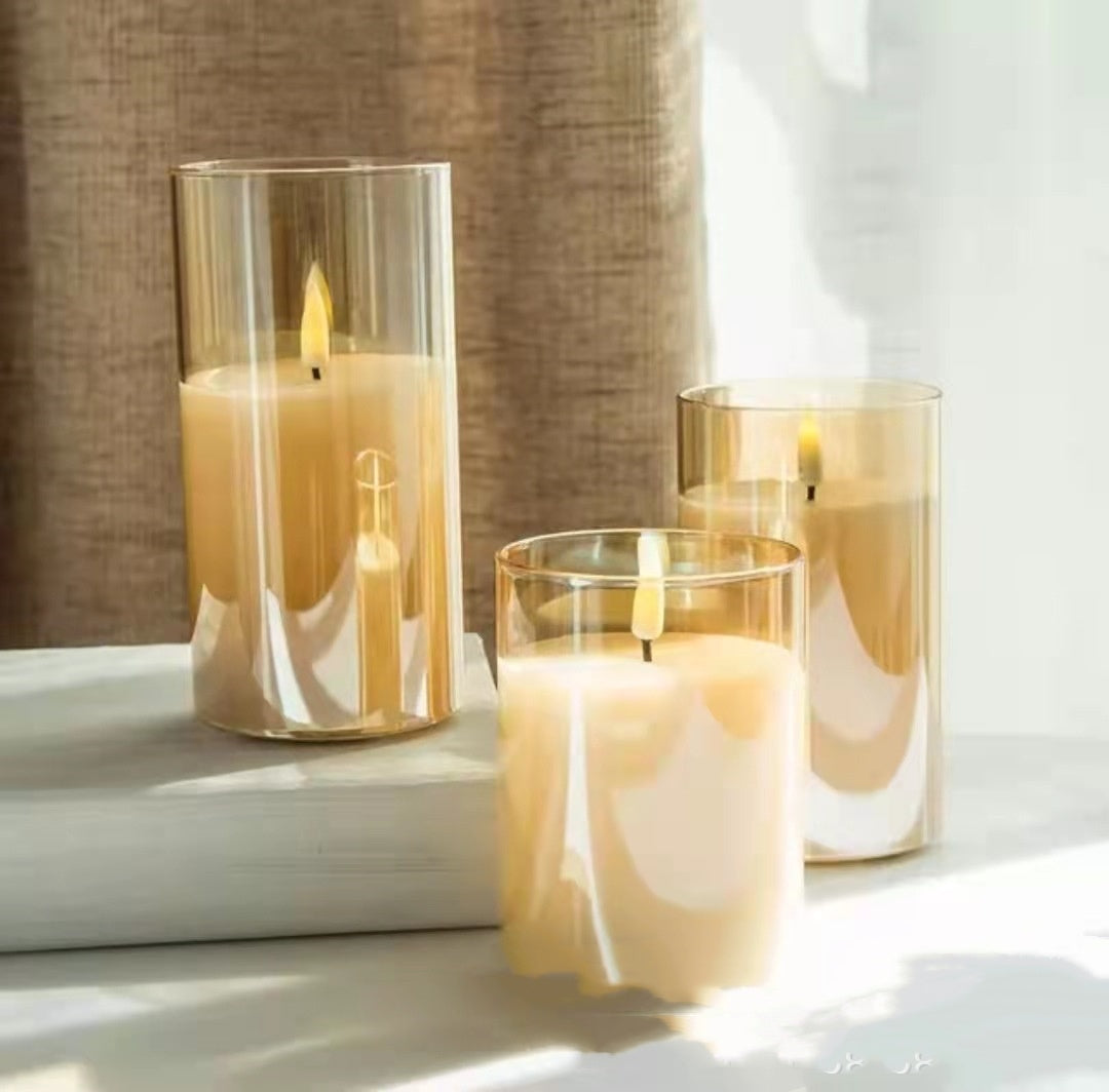 Glass LED Candle Lights Rechargeable