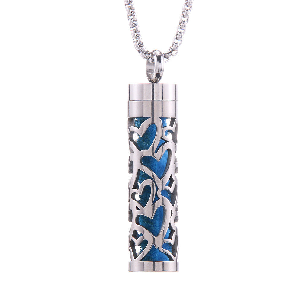 Cylinder Aromatherapy Titanium Steel Pendant Necklace