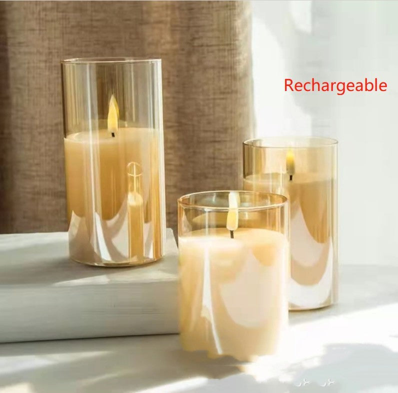 Glass LED Candle Lights Rechargeable
