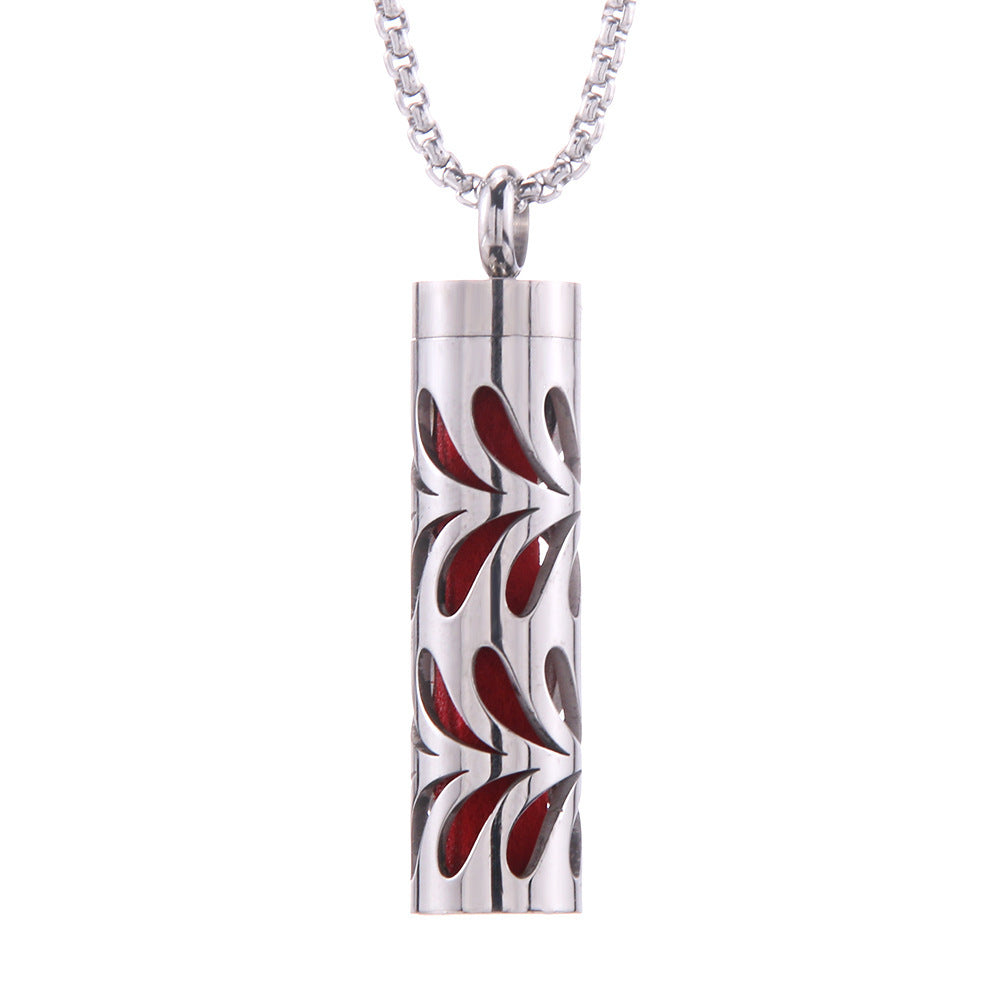 Cylinder Aromatherapy Titanium Steel Pendant Necklace