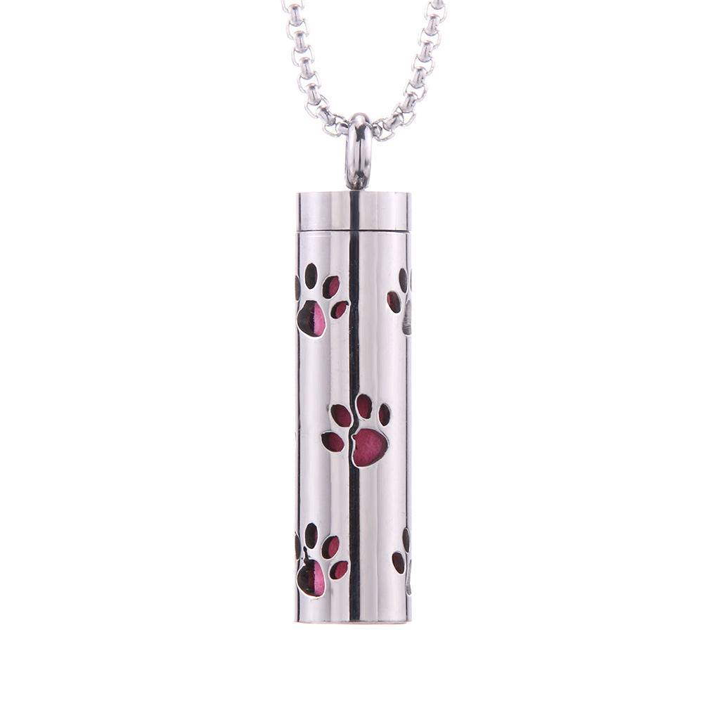 Cylinder Aromatherapy Titanium Steel Pendant Necklace