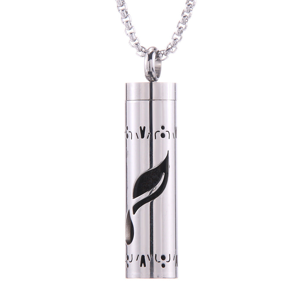 Cylinder Aromatherapy Titanium Steel Pendant Necklace