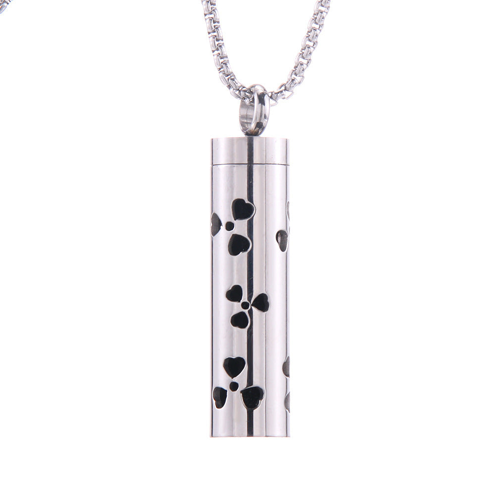 Cylinder Aromatherapy Titanium Steel Pendant Necklace