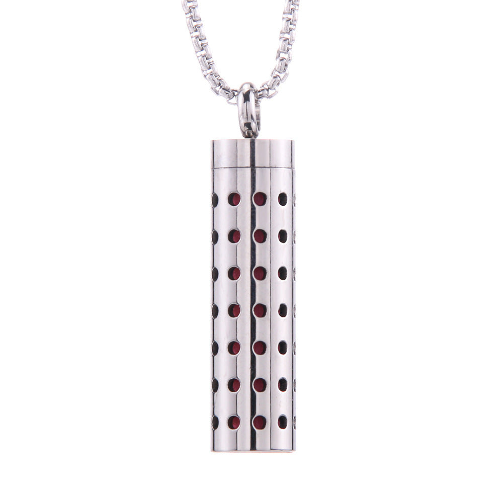 Cylinder Aromatherapy Titanium Steel Pendant Necklace