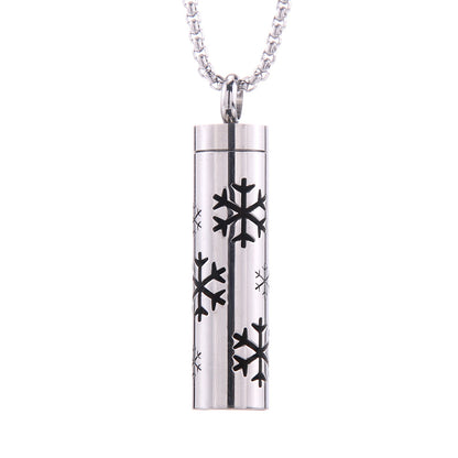 Cylinder Aromatherapy Titanium Steel Pendant Necklace