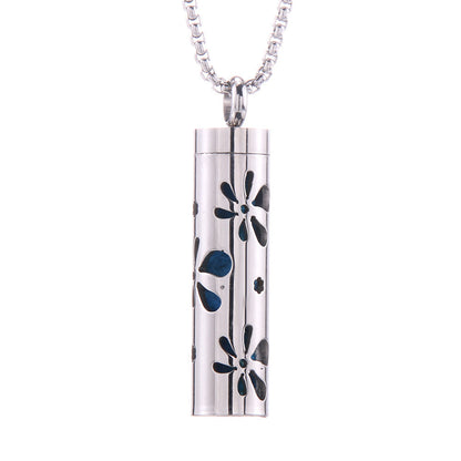 Cylinder Aromatherapy Titanium Steel Pendant Necklace