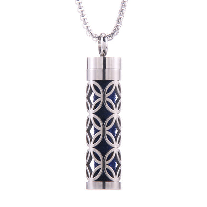 Cylinder Aromatherapy Titanium Steel Pendant Necklace