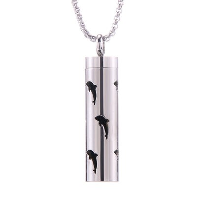 Cylinder Aromatherapy Titanium Steel Pendant Necklace