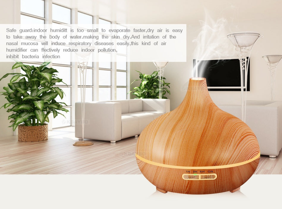 Full Wood Grain Remote Control Aromatherapy Lamp