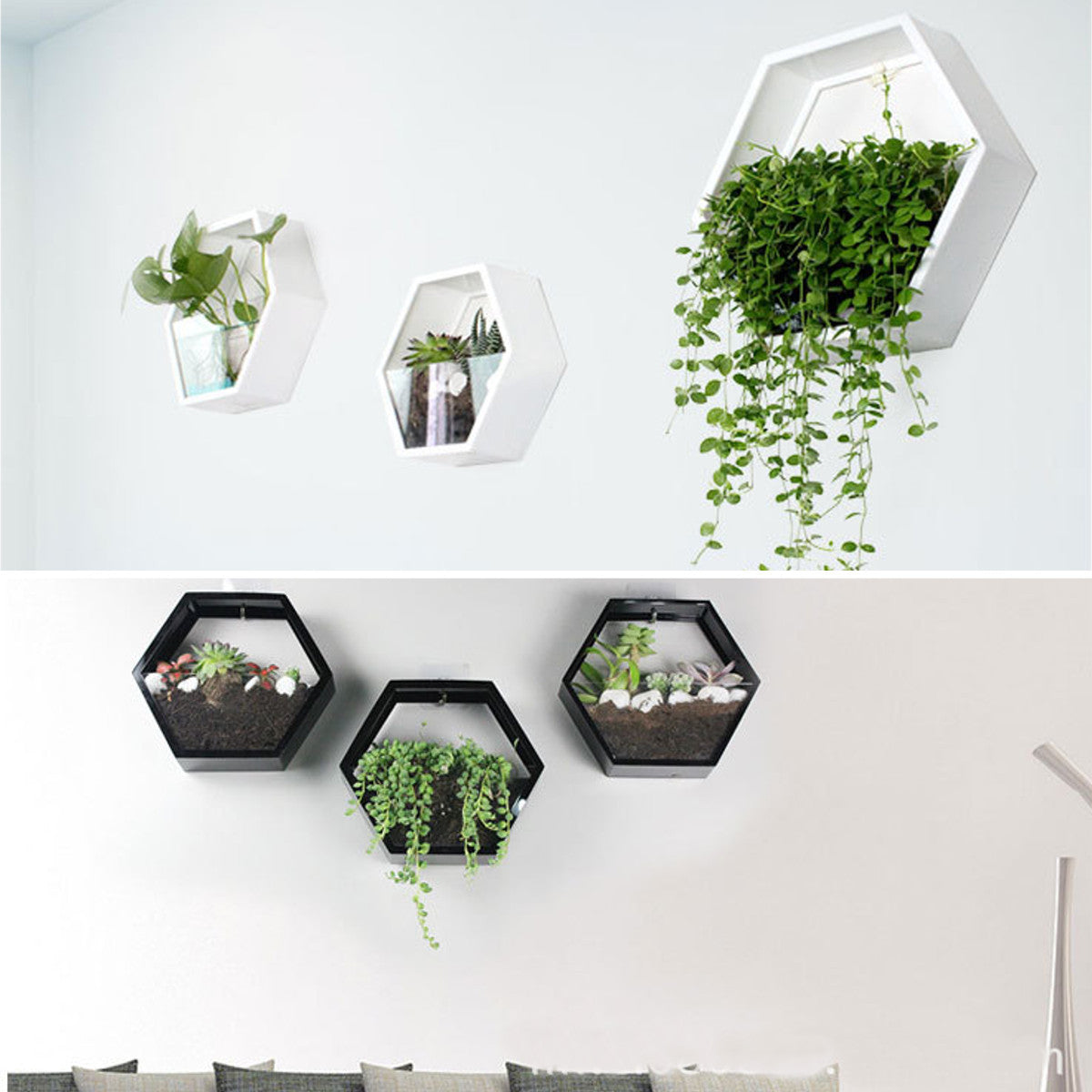 Modern hexagon wall hanging by HavenNest on white wall”