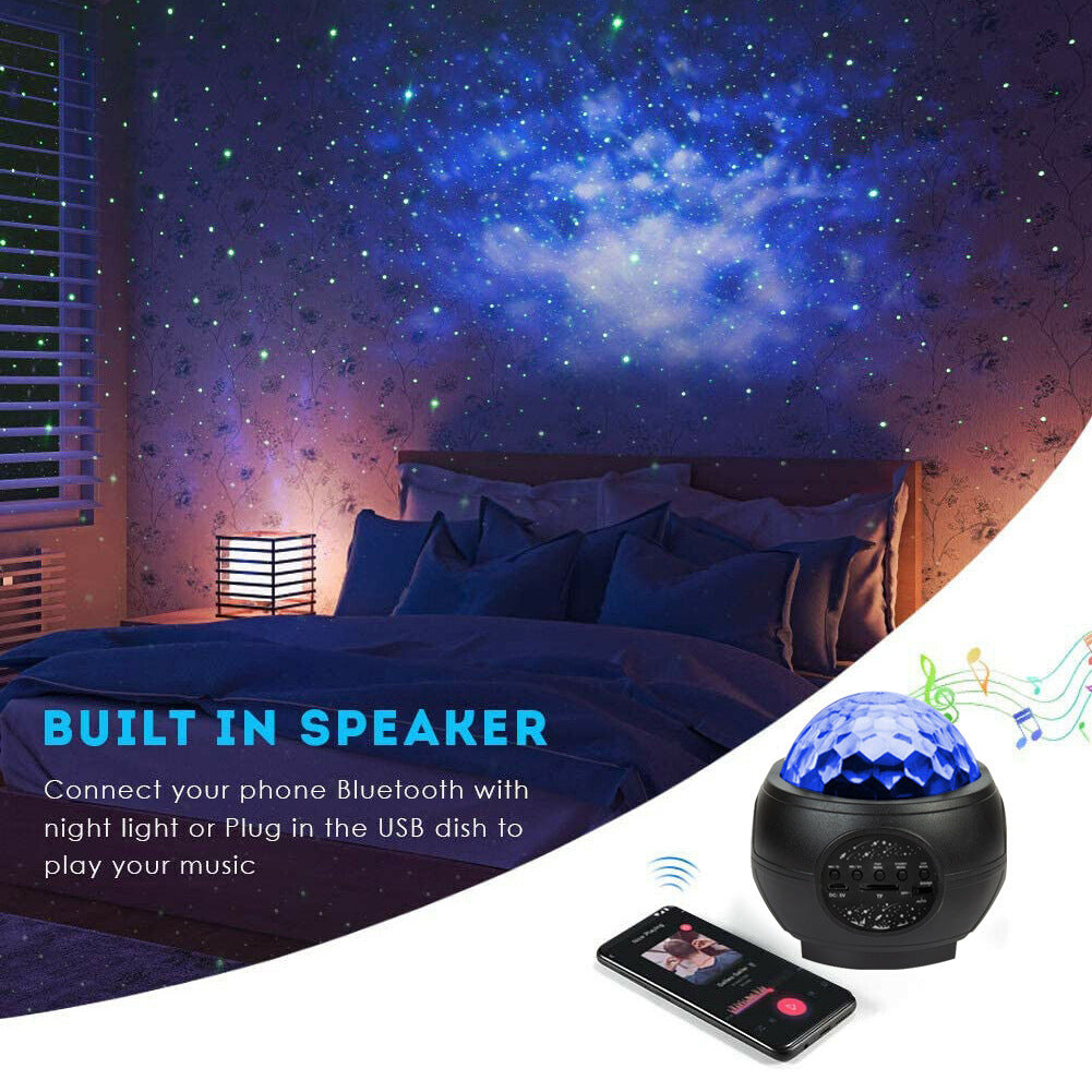 LED Star Ocean Wave Projector Night Light Galaxy With Music Bluetooth Speaker