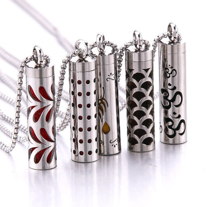 Cylinder Aromatherapy Titanium Steel Pendant Necklace