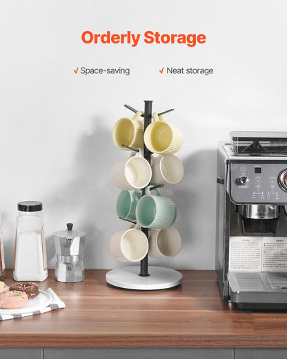 ☕ Marble Base Mug Tree Holder – Elegant Countertop Organization