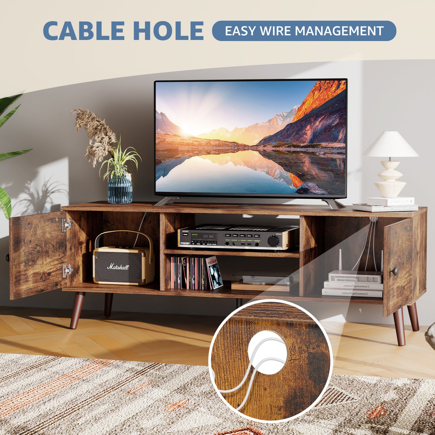 🪵 TV Cabinet with Storage – Modern Design, Smart Organization