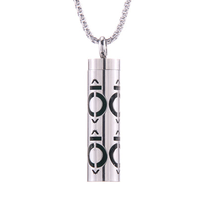 Cylinder Aromatherapy Titanium Steel Pendant Necklace