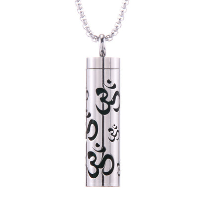 Cylinder Aromatherapy Titanium Steel Pendant Necklace