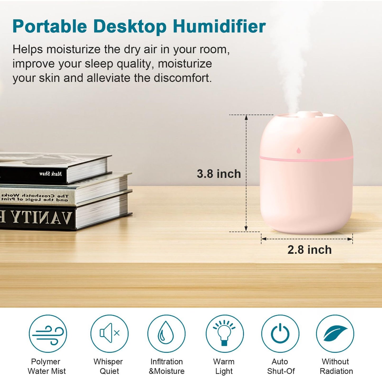 💧 Portable USB Cool Mist Humidifier – Compact Hydration for Every Space