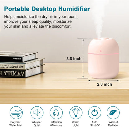 💧 Portable USB Cool Mist Humidifier – Compact Hydration for Every Space