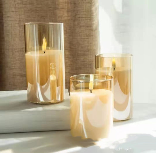 Glass LED Candle Lights Rechargeable