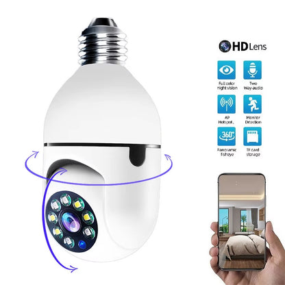 💡 Wi-Fi Light Bulb Camera – 360° Smart Home Security Made Simple