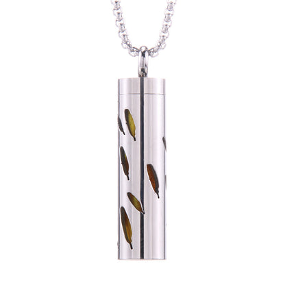 Cylinder Aromatherapy Titanium Steel Pendant Necklace