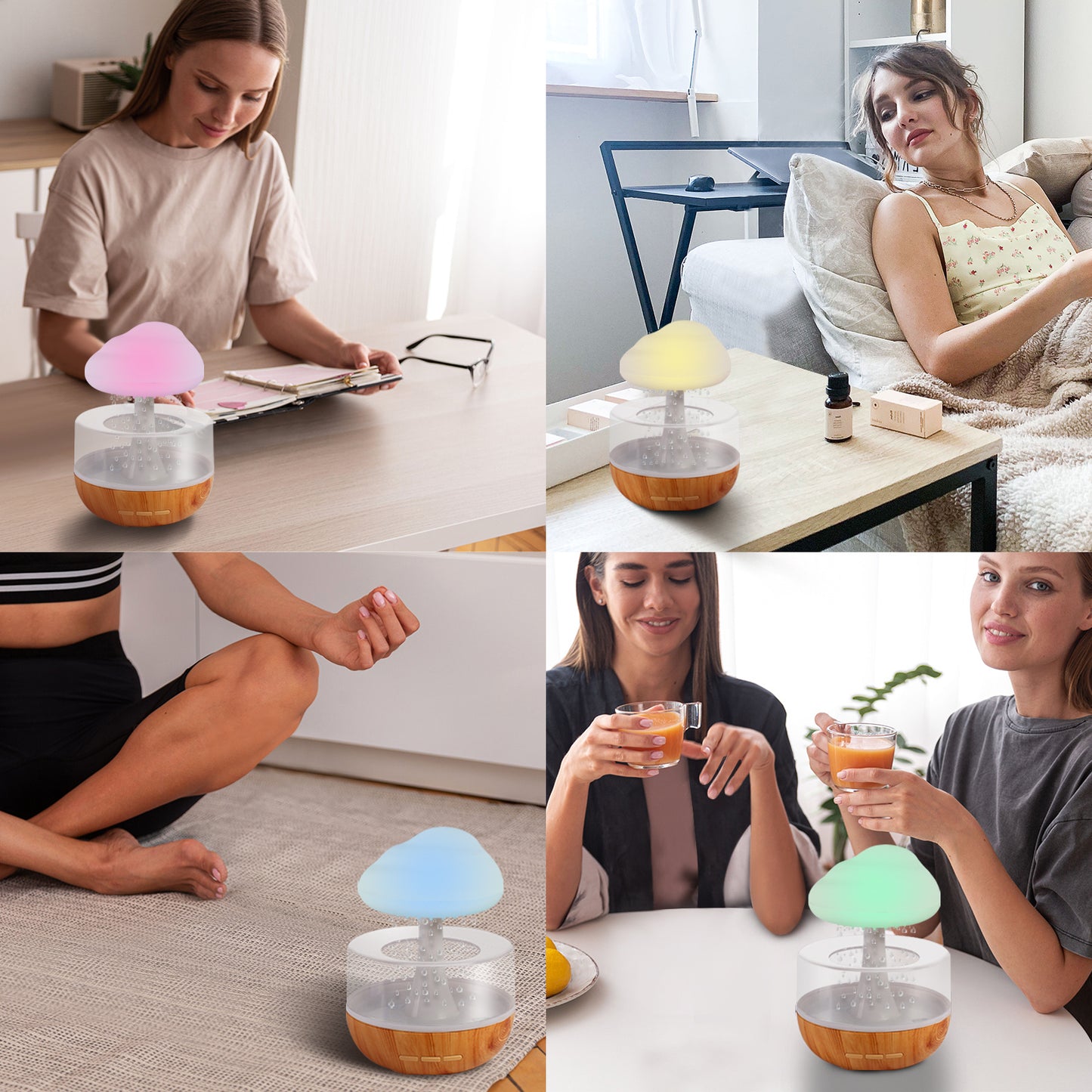 Raining Cloud Humidifier With Night Light Aromatherapy