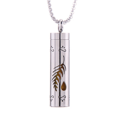 Cylinder Aromatherapy Titanium Steel Pendant Necklace