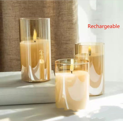 Glass LED Candle Lights Rechargeable