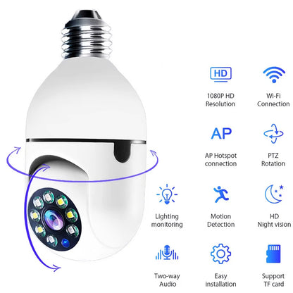 💡 Wi-Fi Light Bulb Camera – 360° Smart Home Security Made Simple