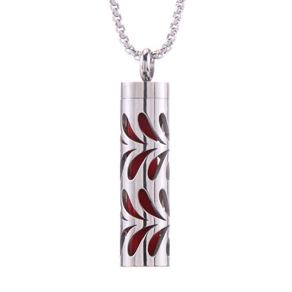 Cylinder Aromatherapy Titanium Steel Pendant Necklace