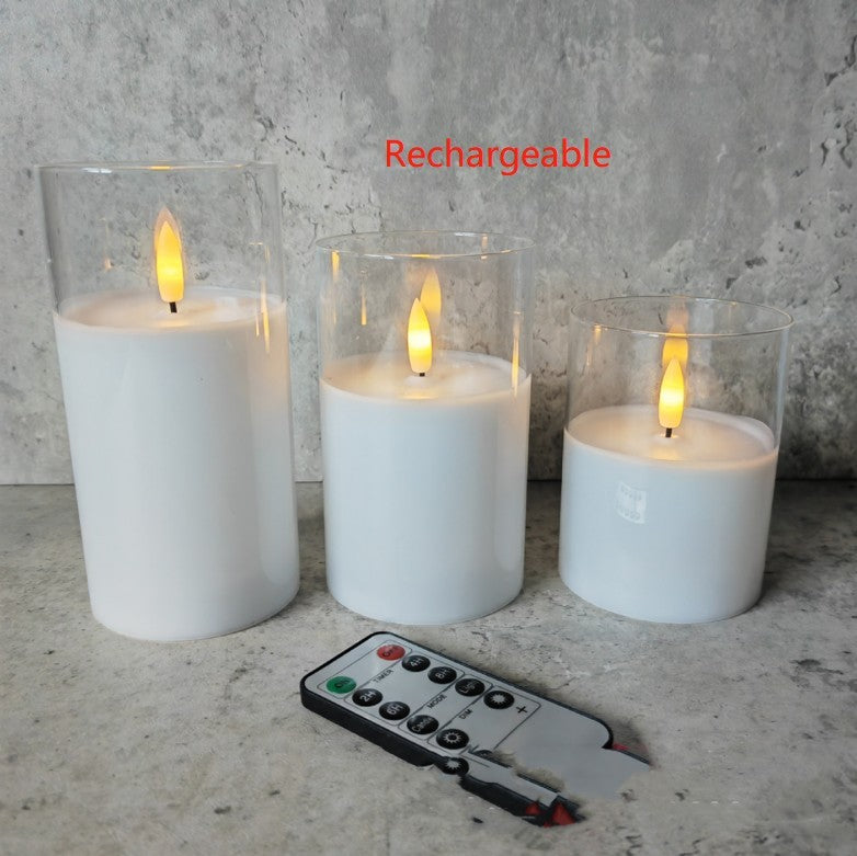 Glass LED Candle Lights Rechargeable