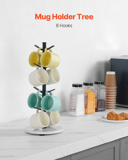 ☕ Marble Base Mug Tree Holder – Elegant Countertop Organization