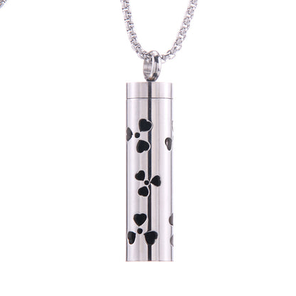 Cylinder Aromatherapy Titanium Steel Pendant Necklace