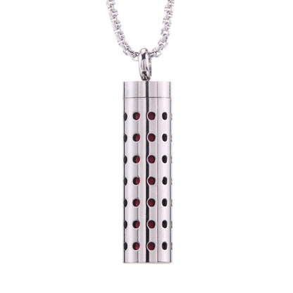 Cylinder Aromatherapy Titanium Steel Pendant Necklace